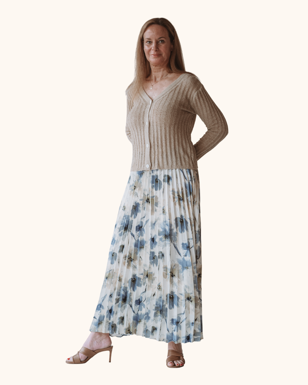 Fun2Fun Floral Pleated Satin Skirt