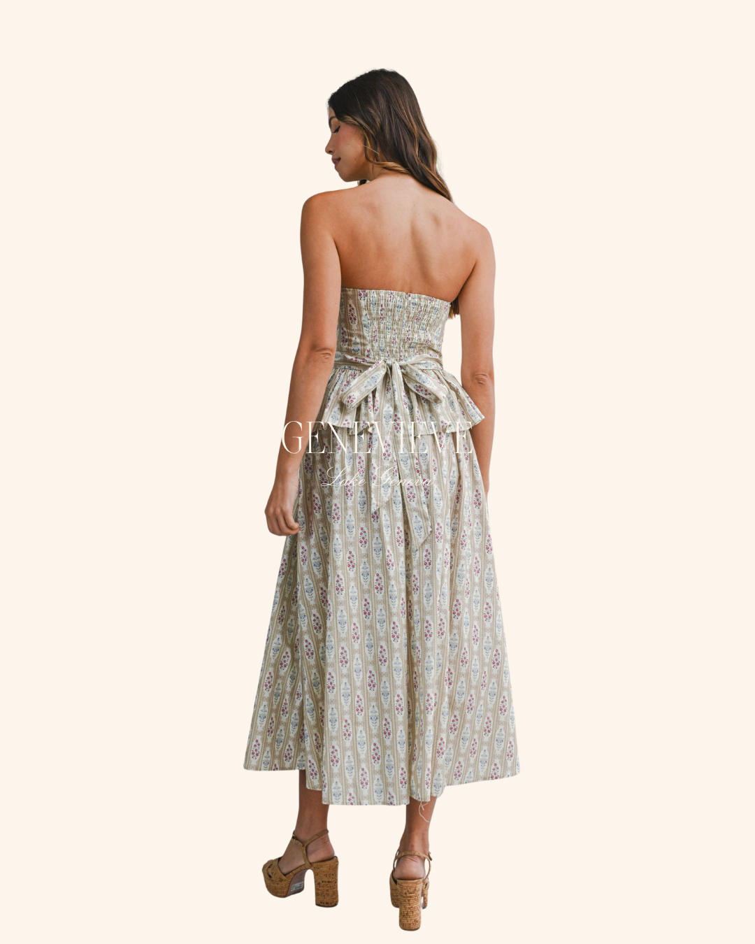 Mable Taupe Floral Strapless Top