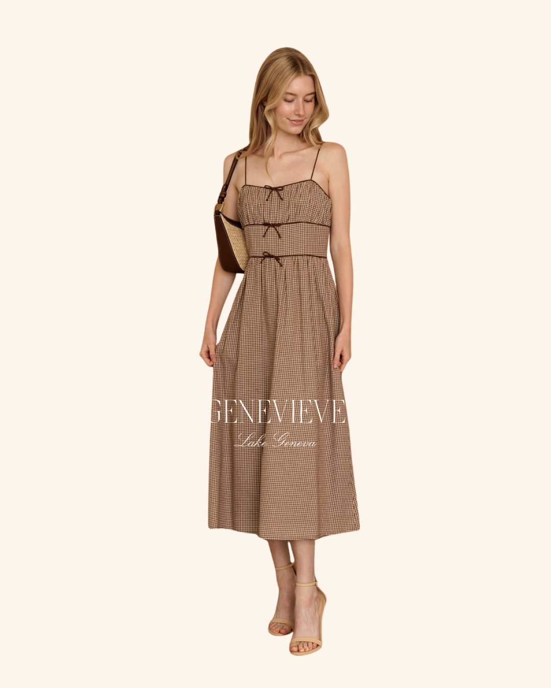 Storia Brown Plaid Maxi Dress