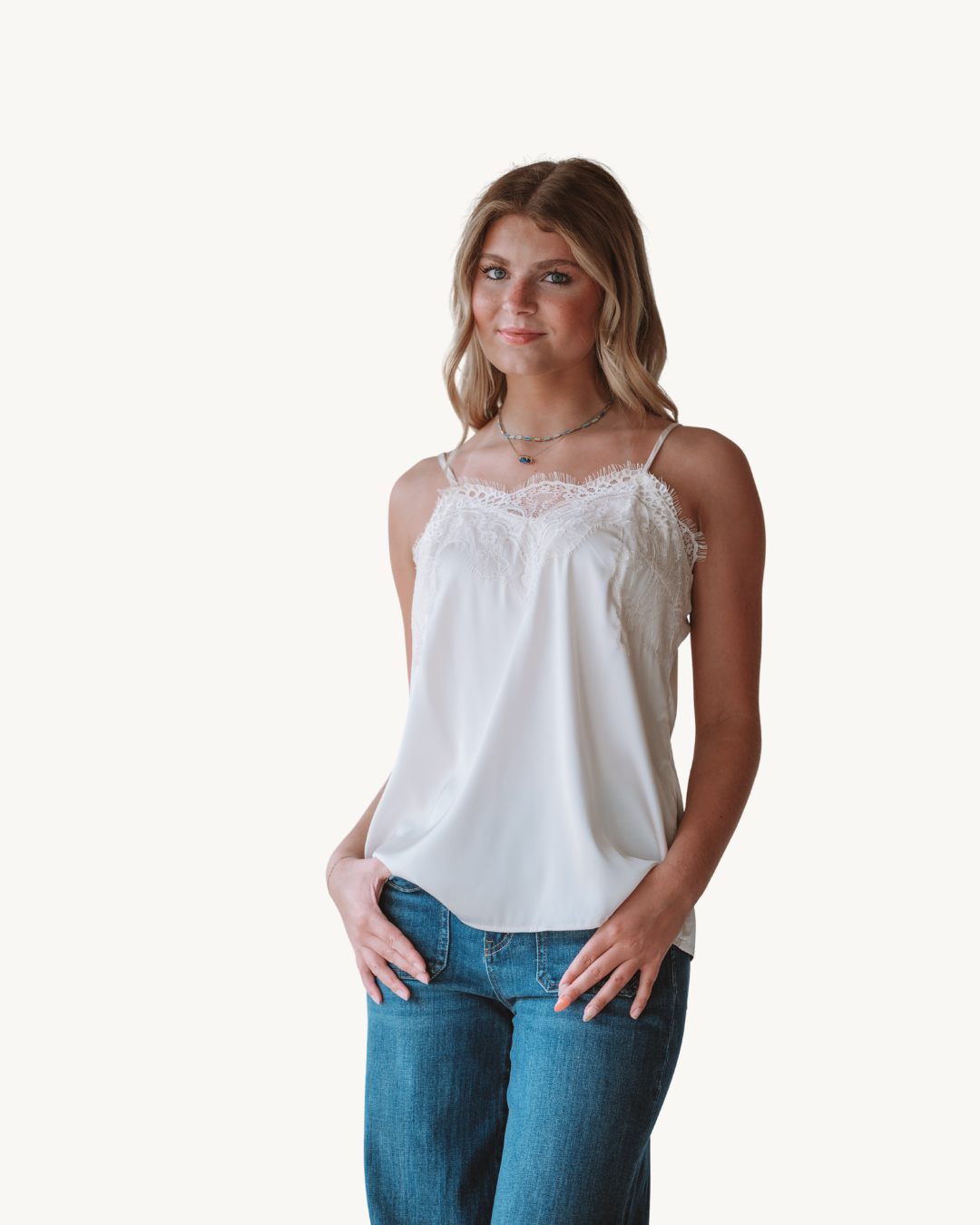 Vine & Love Lace Trim Tank