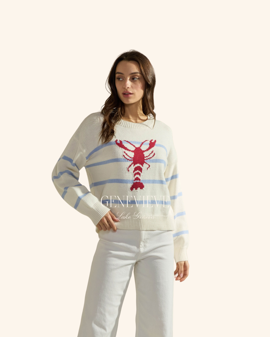 Able Blue Striped Lobster Sweater