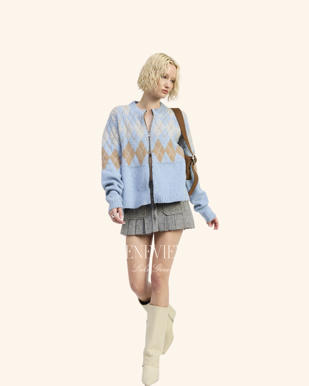 Emory Park Baby Blue Argyle Zip-up