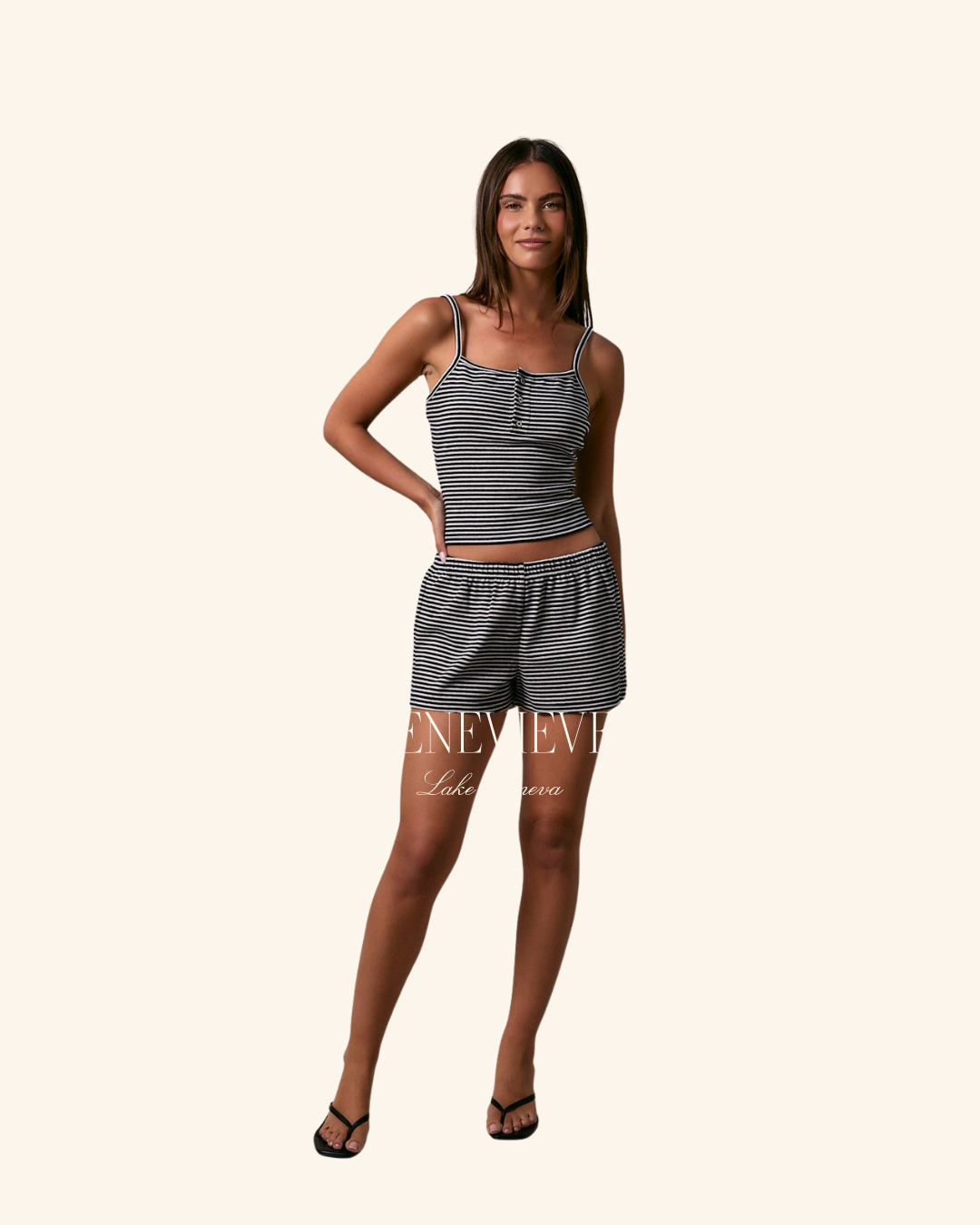 Le Lis Navy Oat Mini Shorts