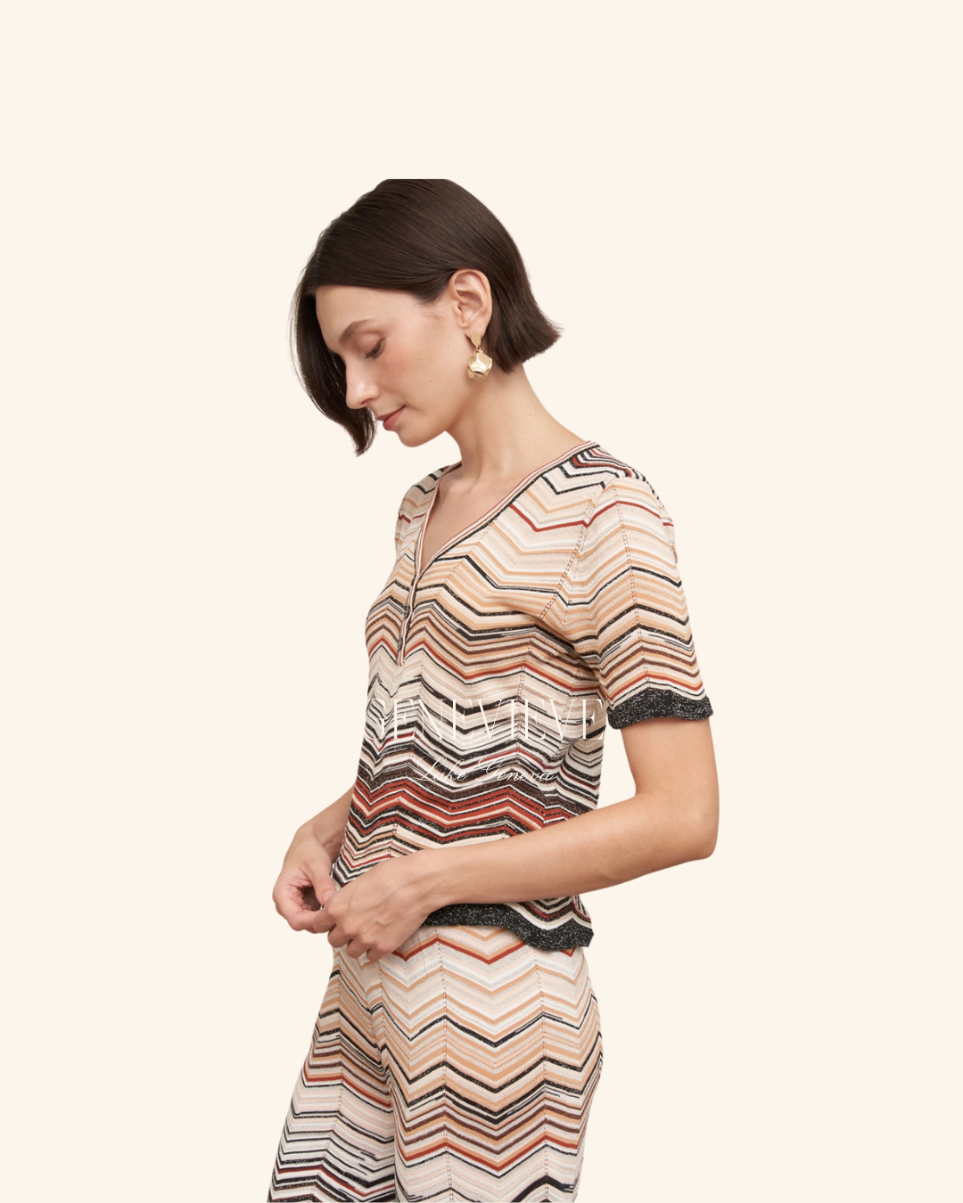 En Creme Multicolored Knit Top