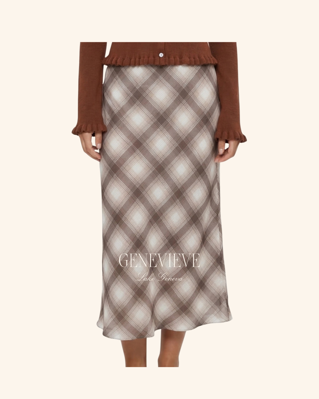 Twenti Taupe Chocolate Plaid Skirt