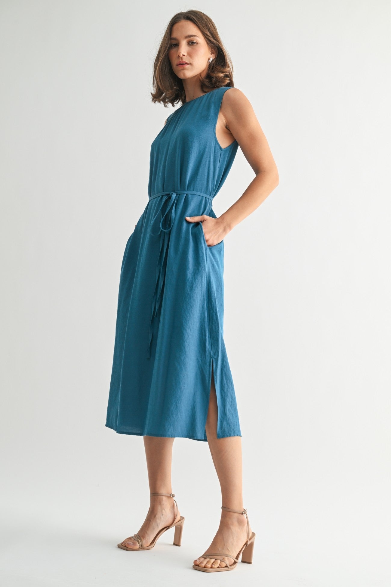 Fun2Fun Shirring Neck Detail Dress