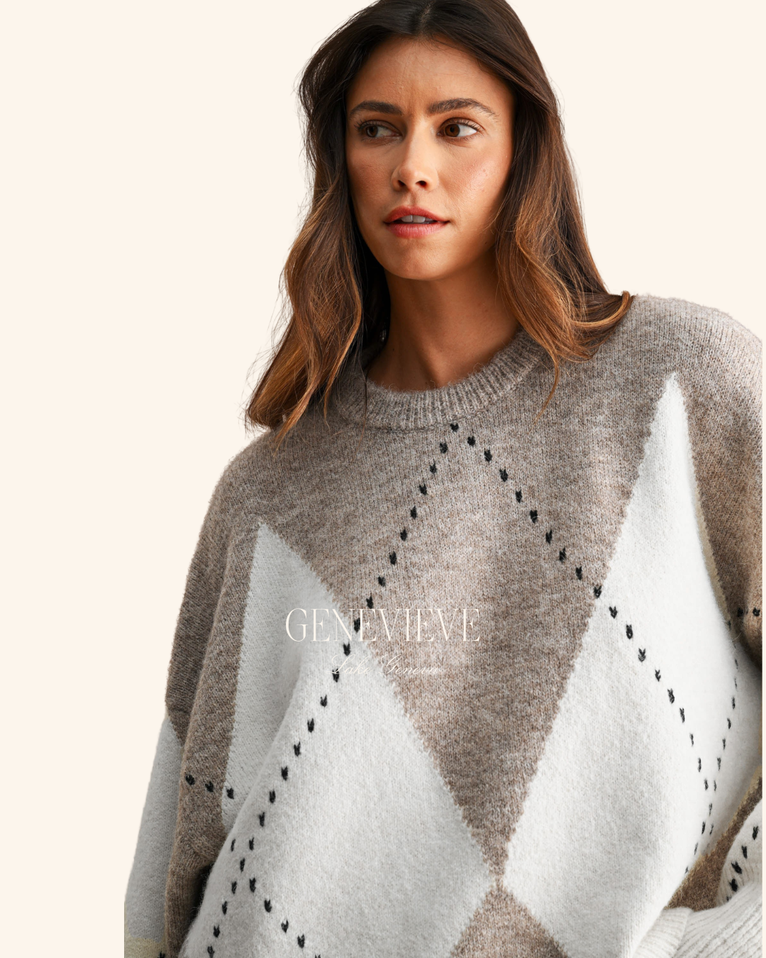 Mable Mocha Argyle Sweater