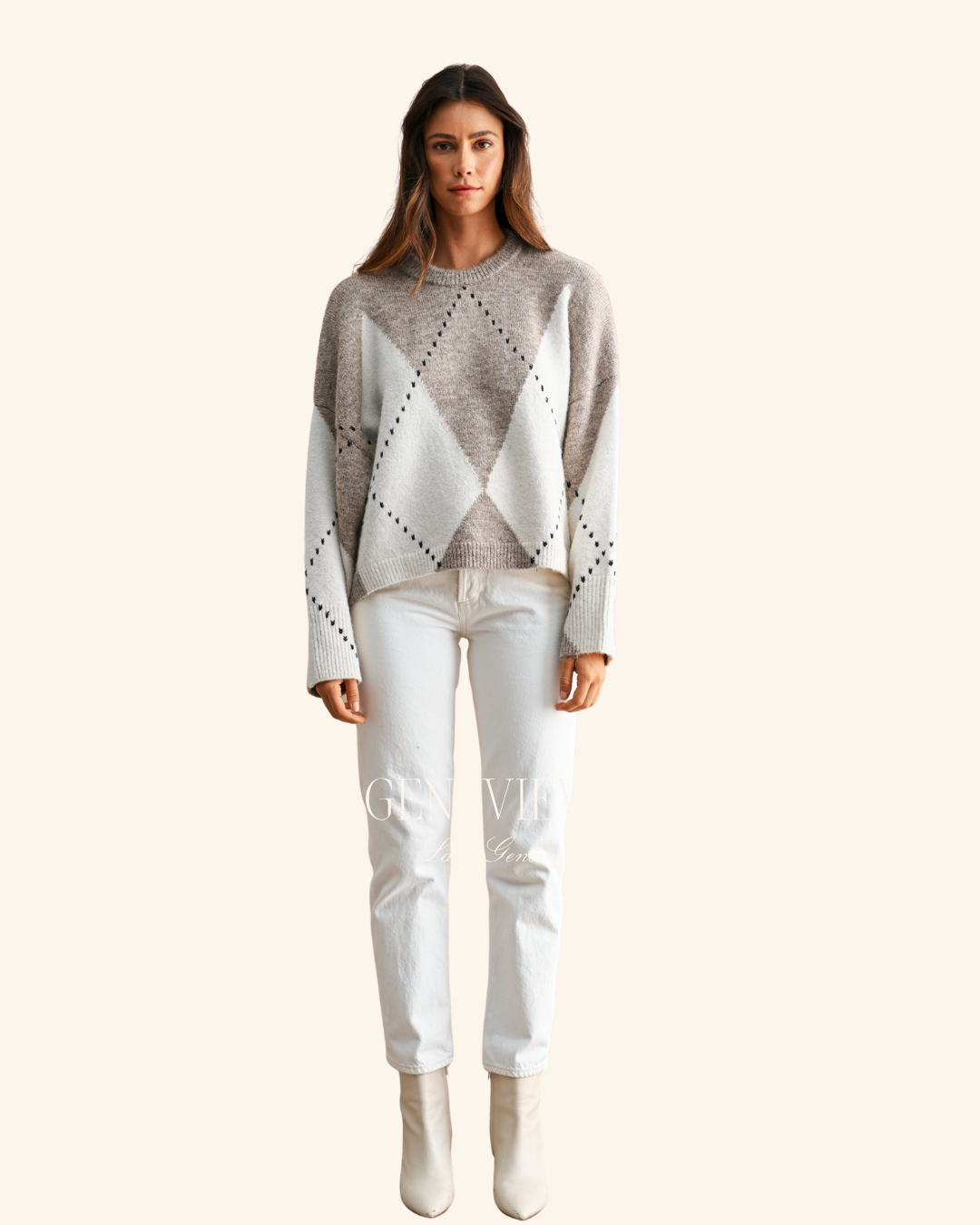 Mable Mocha Argyle Sweater
