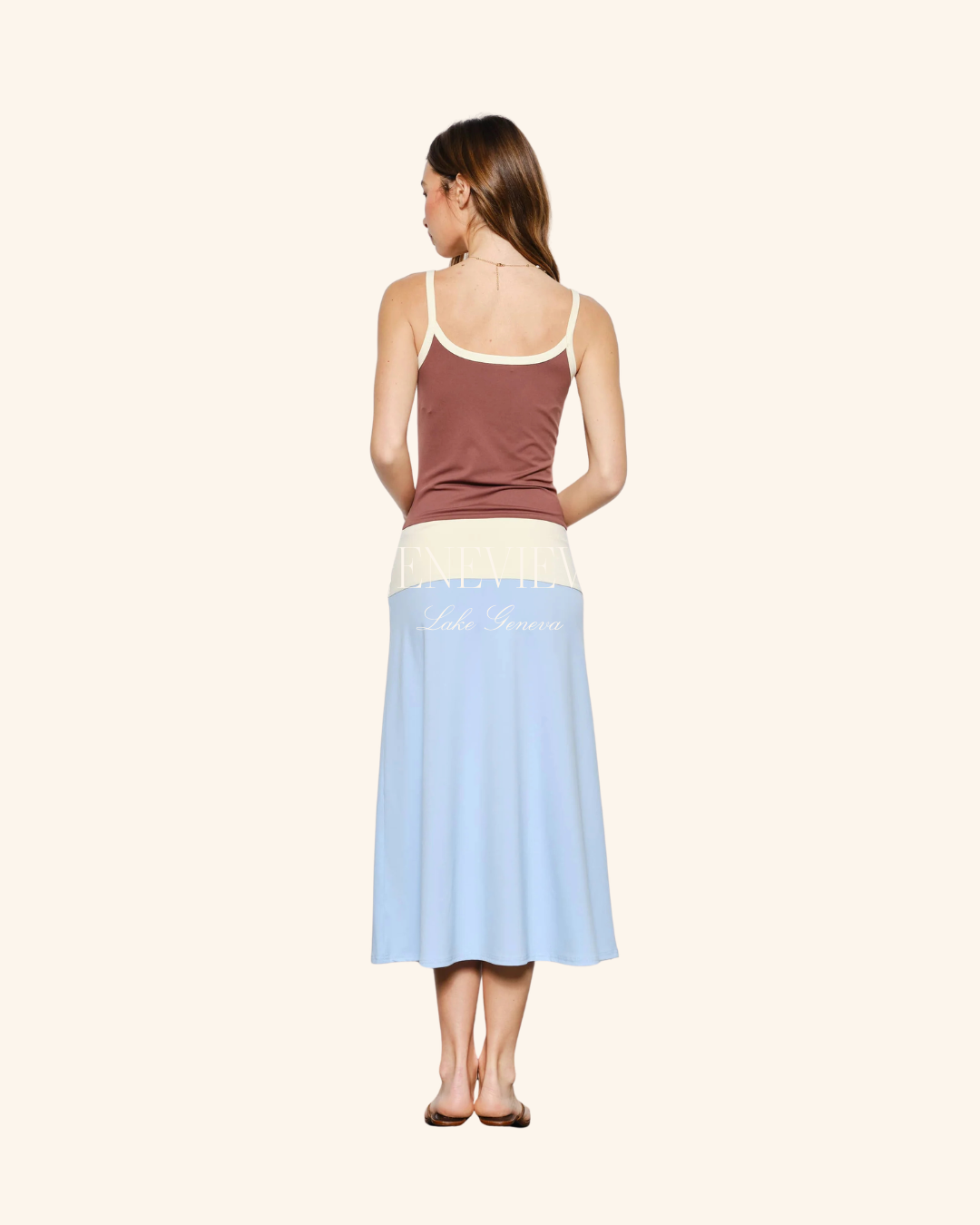 Pretty Garbage Brown Blue Color block Dress