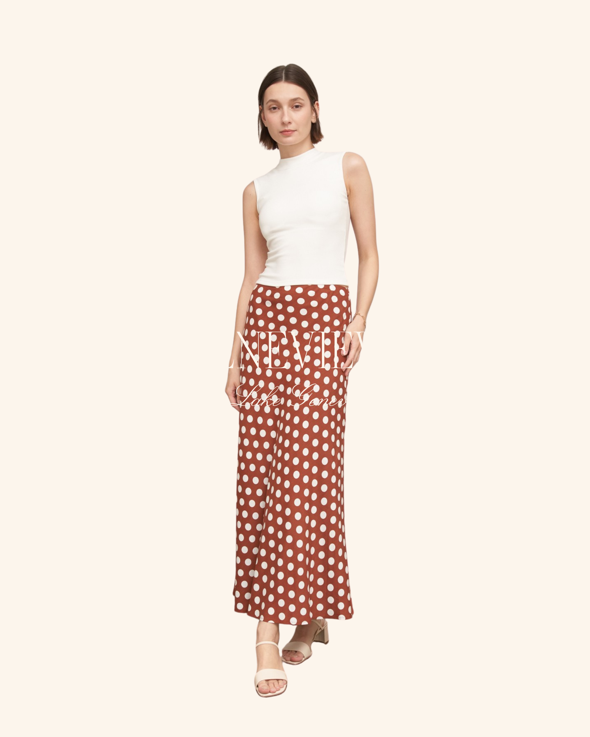 En Crème Polka Dot Maxi Skirt