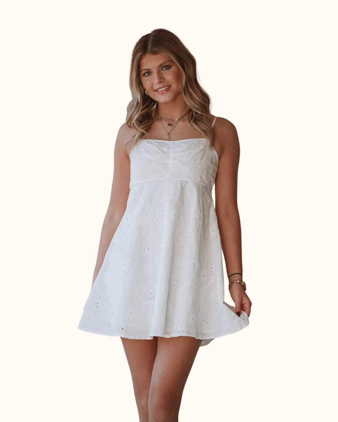 Storia Embroidered A-line Mini Dress