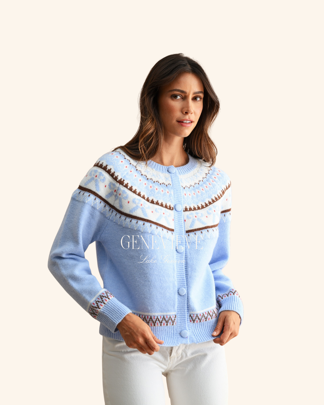 Mable Light Blue Jauqard Cardigan