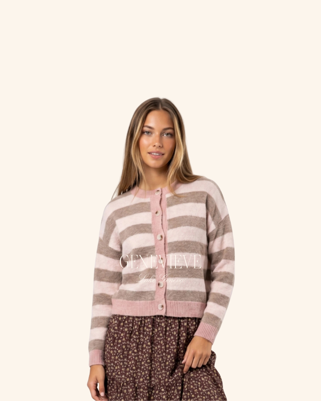 Twenti Stripe Button Up Cardigan
