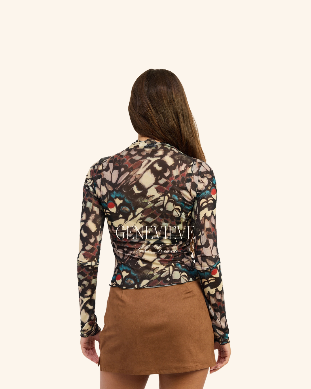 Emory Park Brown Multi Mesh top