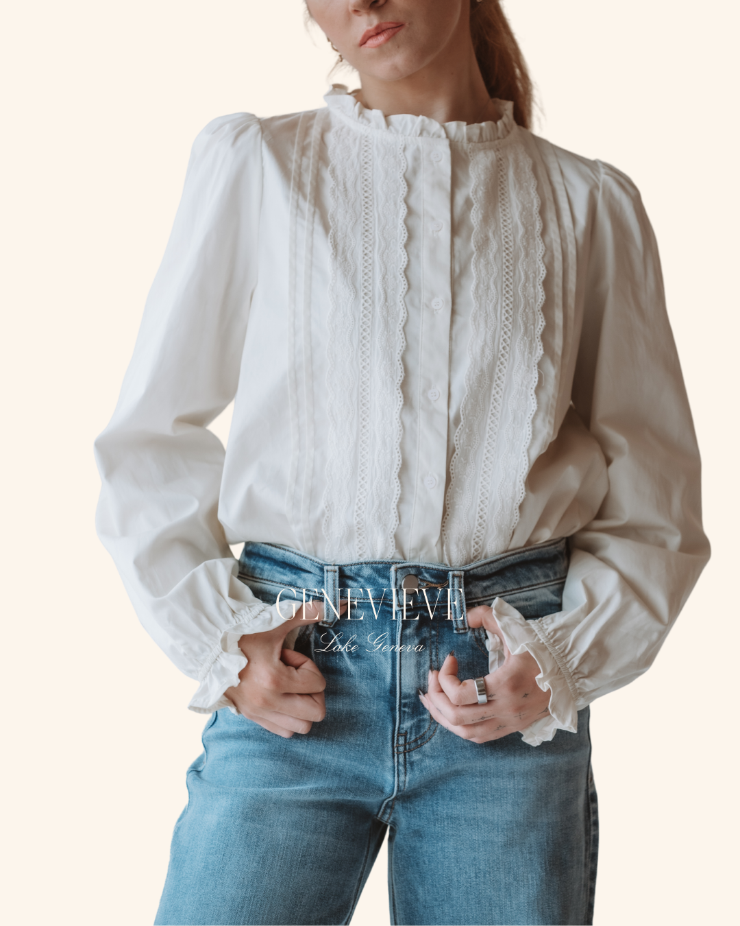 &merci Off White Eyelet Blouse
