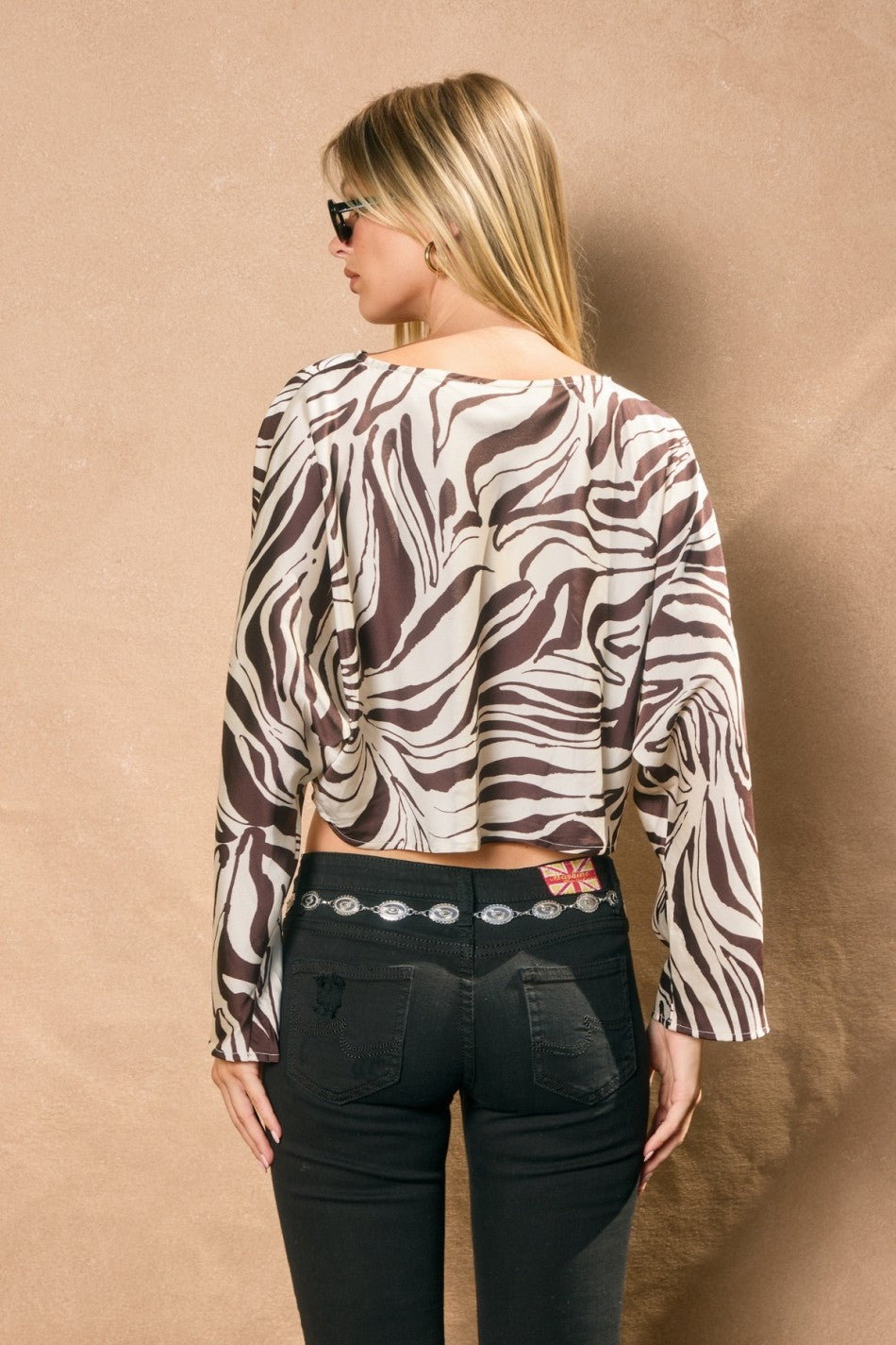 Dress Forum Batwing Long Sleeve Cropped Top