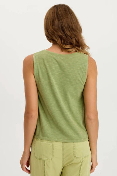 Wearables Massimo Twill/Jersey Wide-Neck Tank
