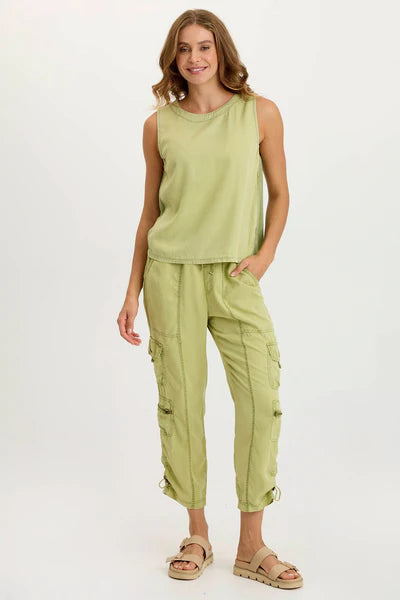 Wearables Massimo Twill/Jersey Wide-Neck Tank