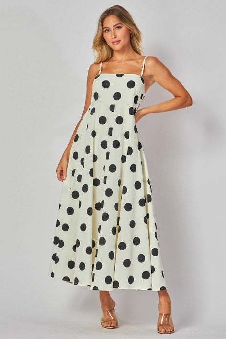 B I G H I T Fashion Polka Dot Sleeveless Maxi Dress