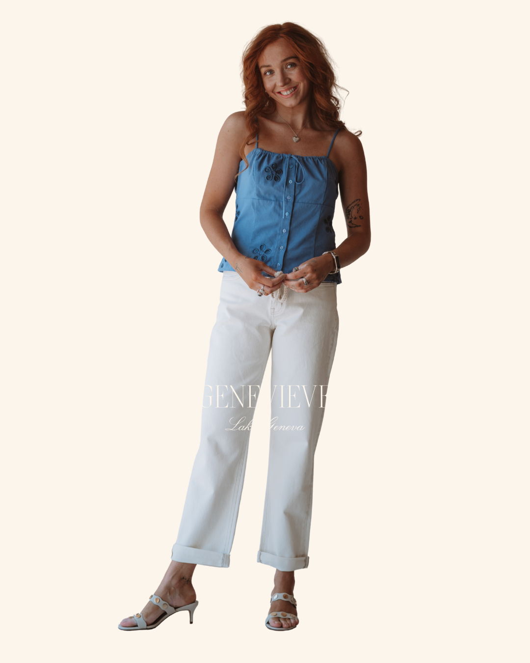 Mable Blue Embroidered Eyelet Top