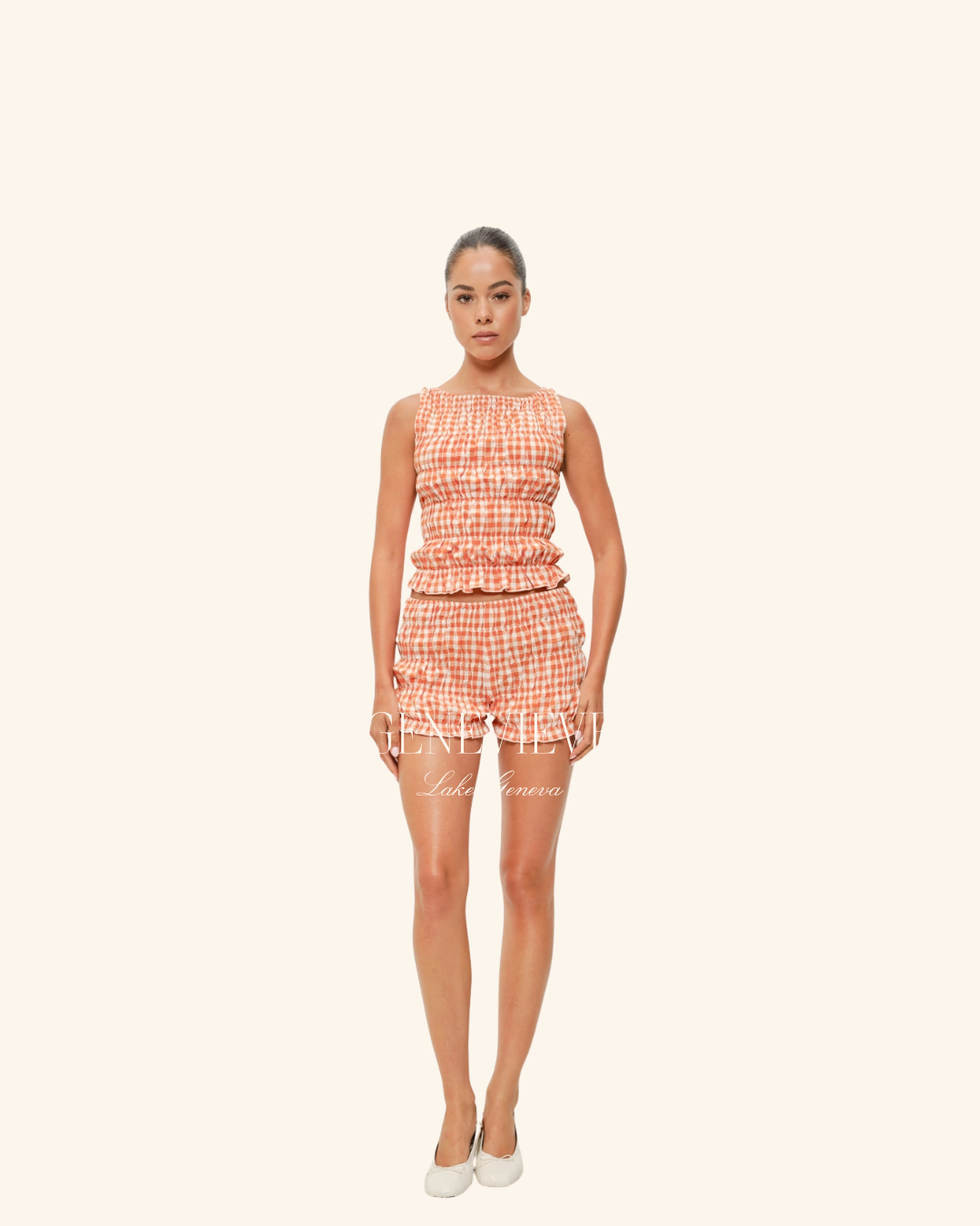 Pretty Garbage Orange Gingham Smock Top