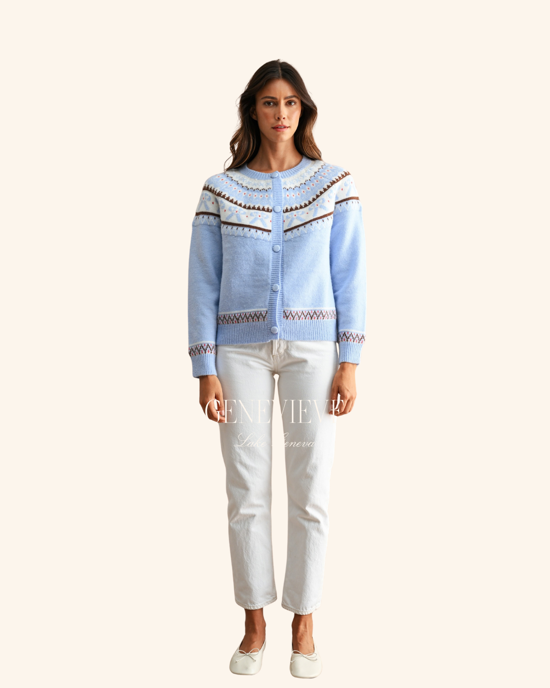 Mable Light Blue Jauqard Cardigan