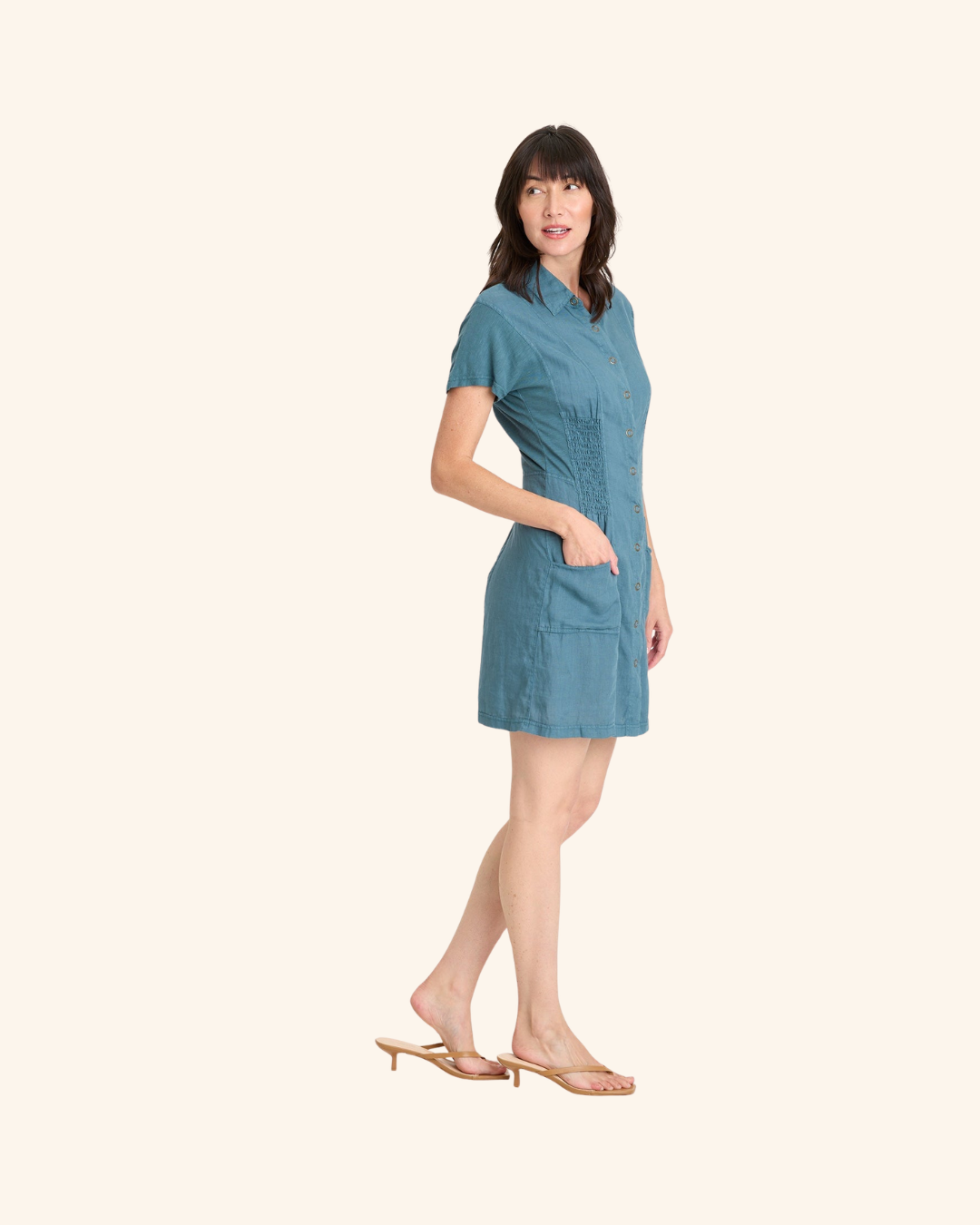 XCVI Mikel Linen Snap-Up Dress
