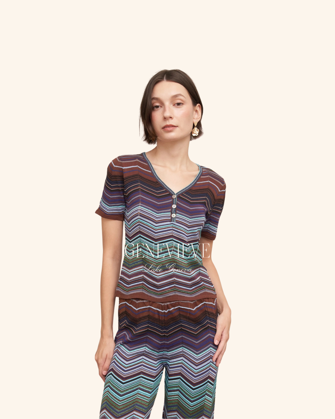 En Creme Multicolored Knit Top