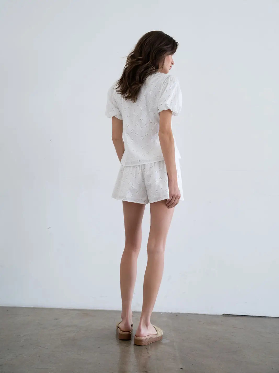 Elle Grey Eyelet Tie Front Empire Blouse