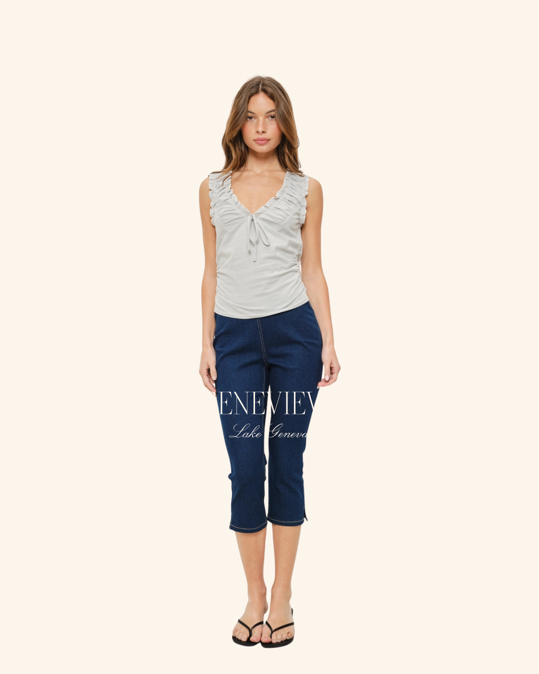 Pretty Garbage Blue Striped Ruched Tank