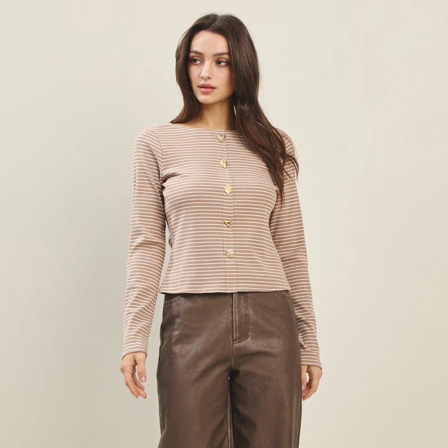 Able Jewel Button Open Back Top
