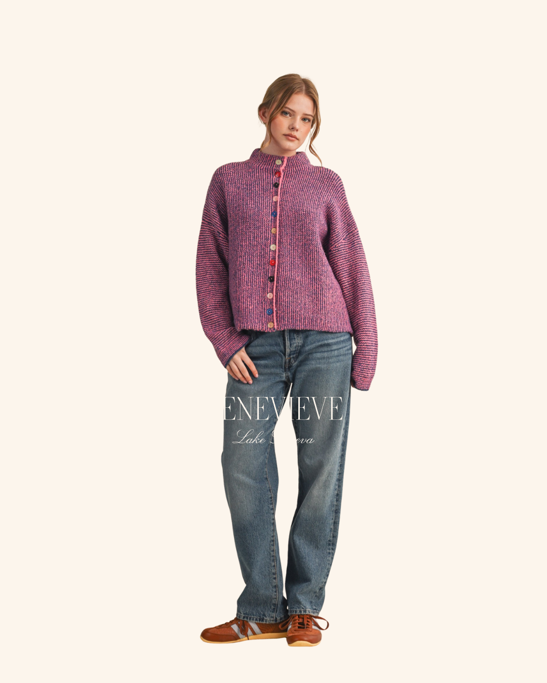 &Merci Pink Button Down Cardigan
