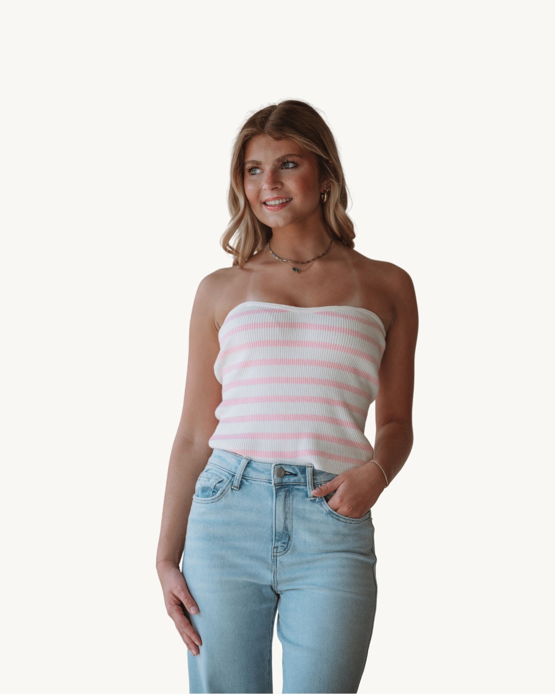 Needii Pink Stripe Tube Top