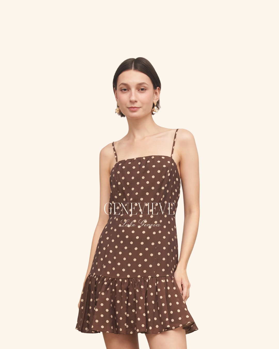 En Creme Brown Polka dot Mini Dress LG