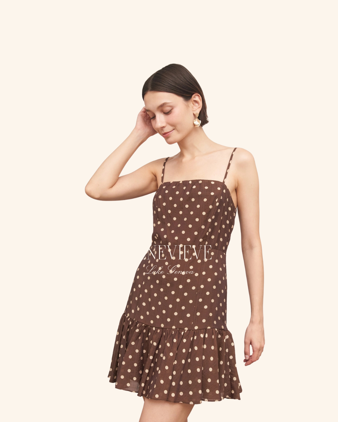 En Creme Brown Polka dot Mini Dress