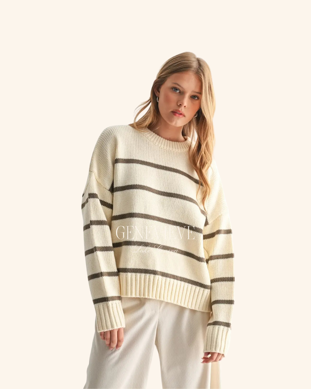 Fun2Fun Ivory & Ash Stripe Sweater