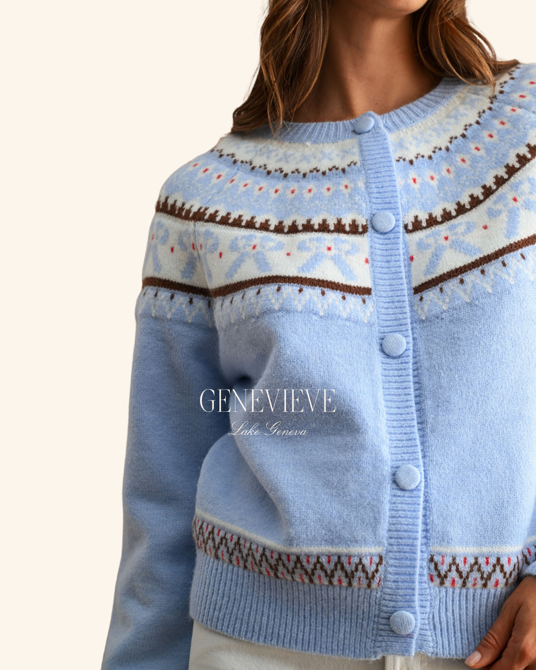 Mable Light Blue Jauqard Cardigan
