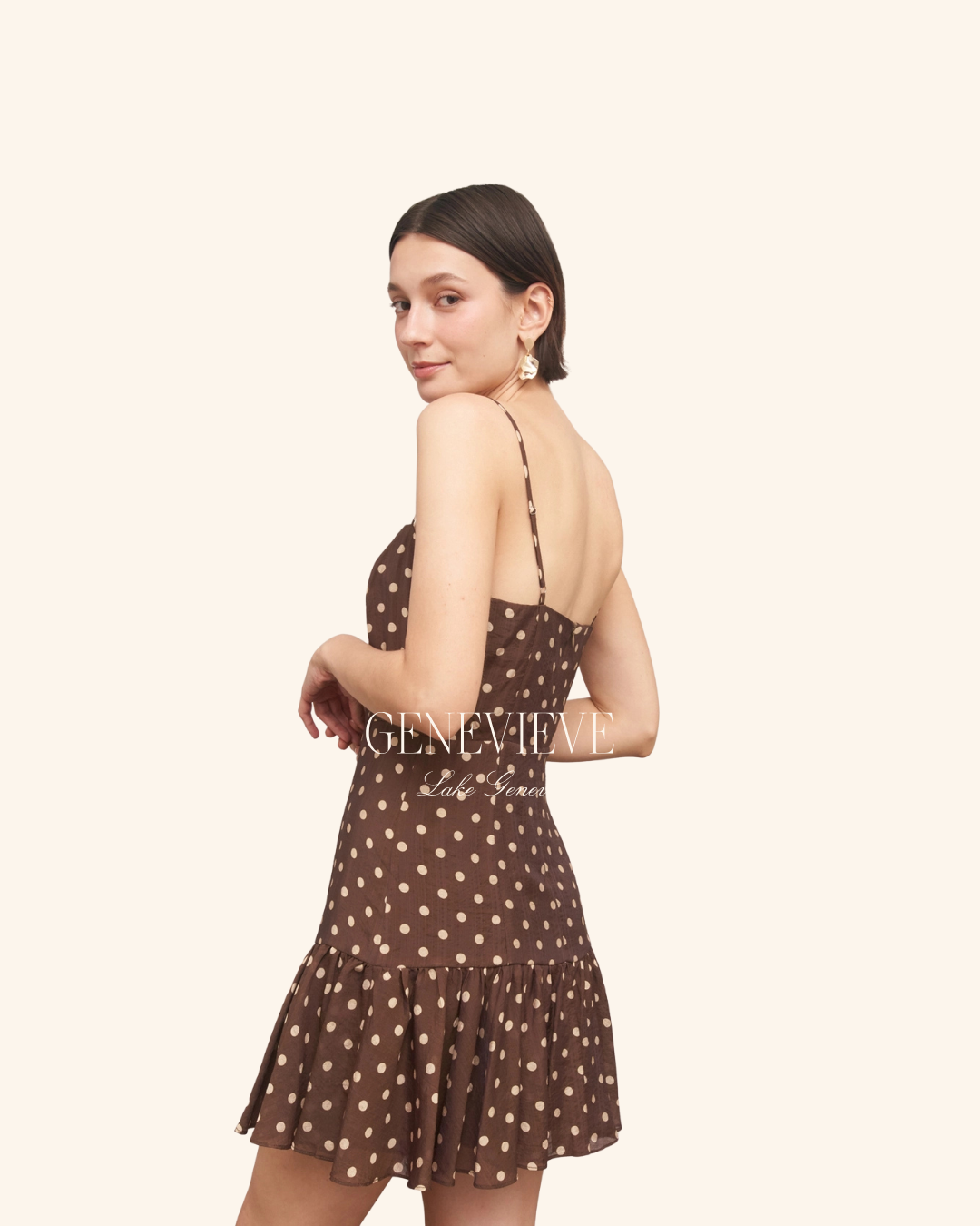 En Creme Brown Polka dot Mini Dress