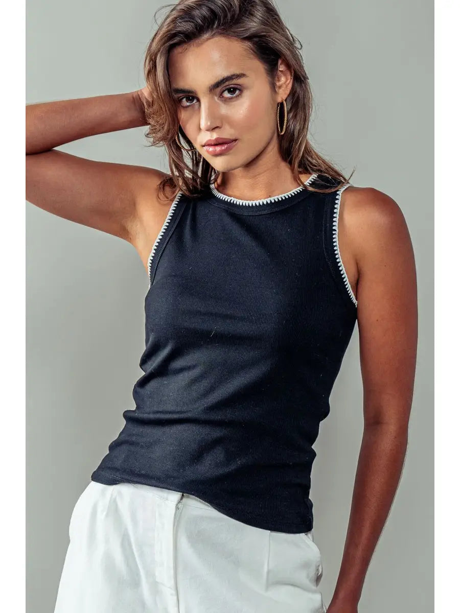 Urban Daizy Contrast Trim Ribbed Tank Top