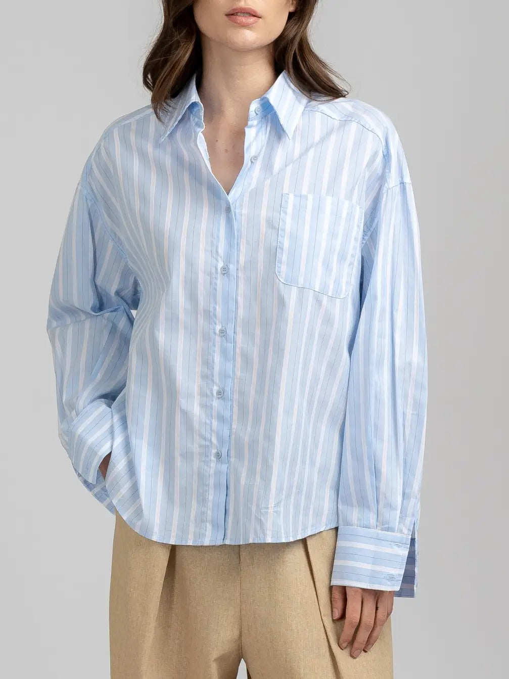 Elle Grey Light Blue Striped Shirt