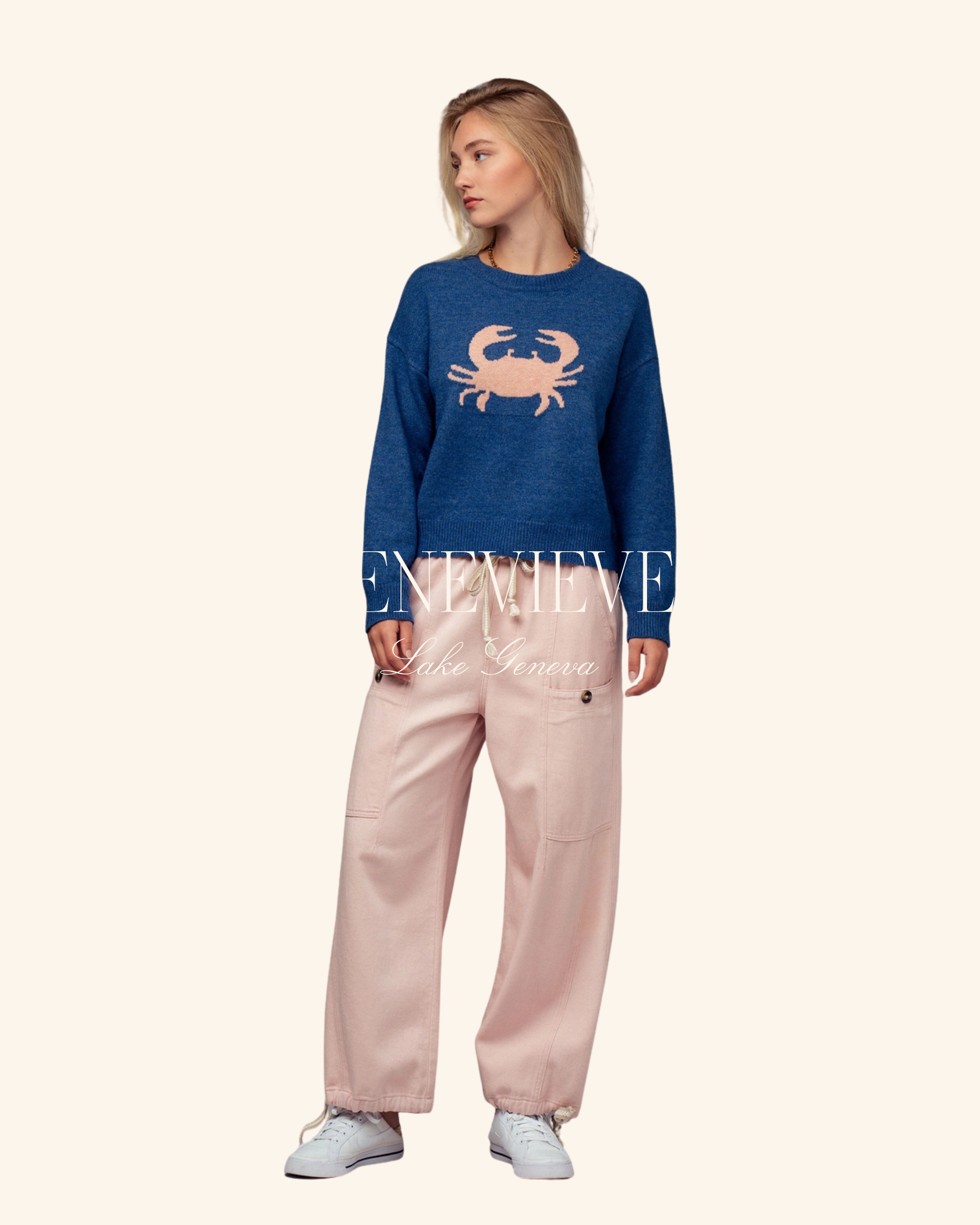 Urban Daizy Crab Graphic Relaxed Knit Sweater