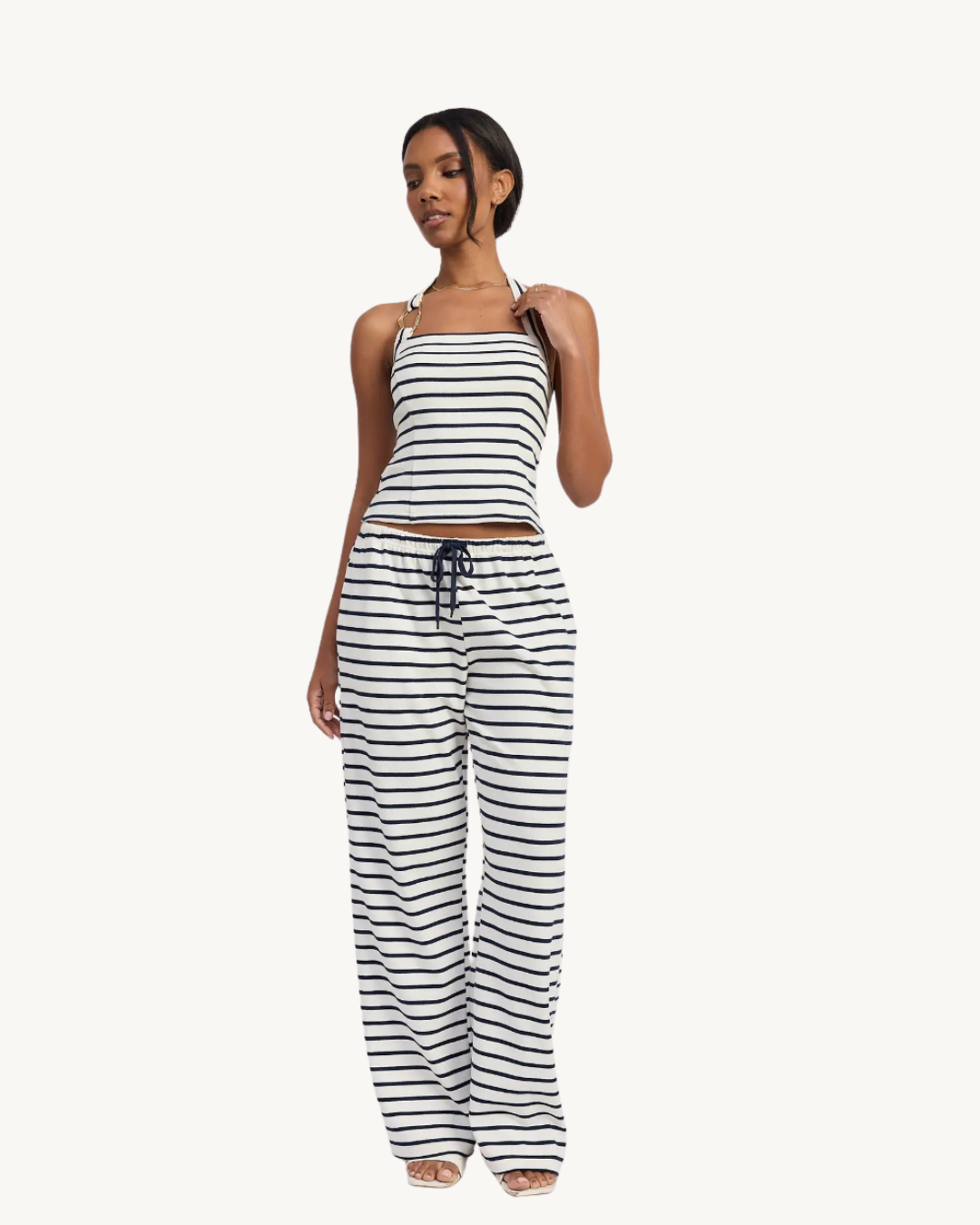 Emory Park Striped Pants with Elastic Waist Band