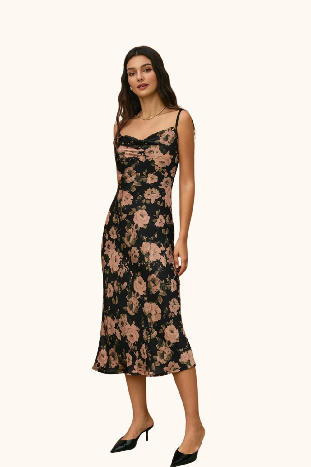 Dress Forum Ashen Rose Cowl Neck X Back Midi Dress