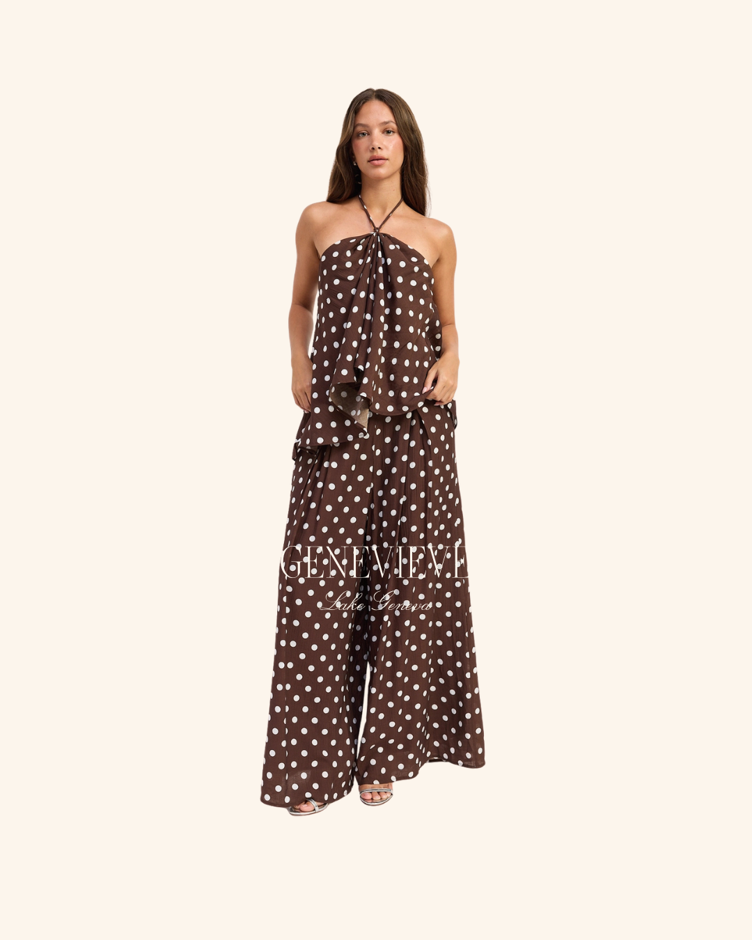Emory Park Brown Polka Dot Wide Leg Pant