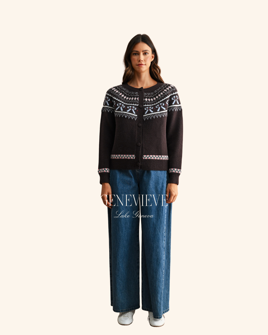 Mable Chocolate Blue Bow Cardigan
