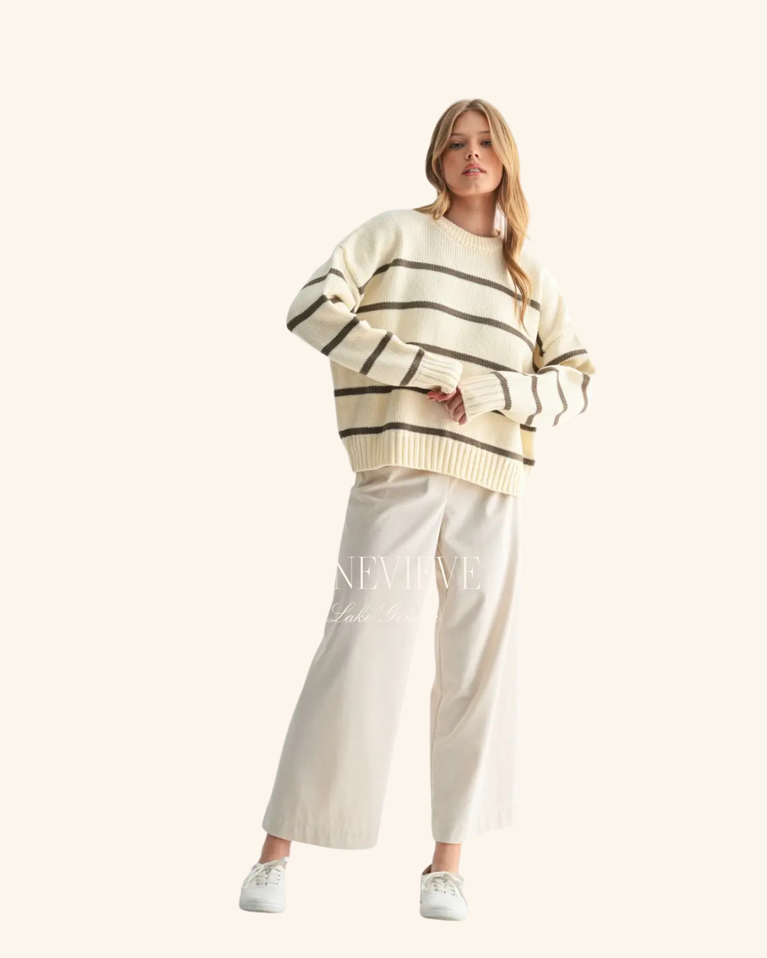 Fun2Fun Ivory & Ash Stripe Sweater