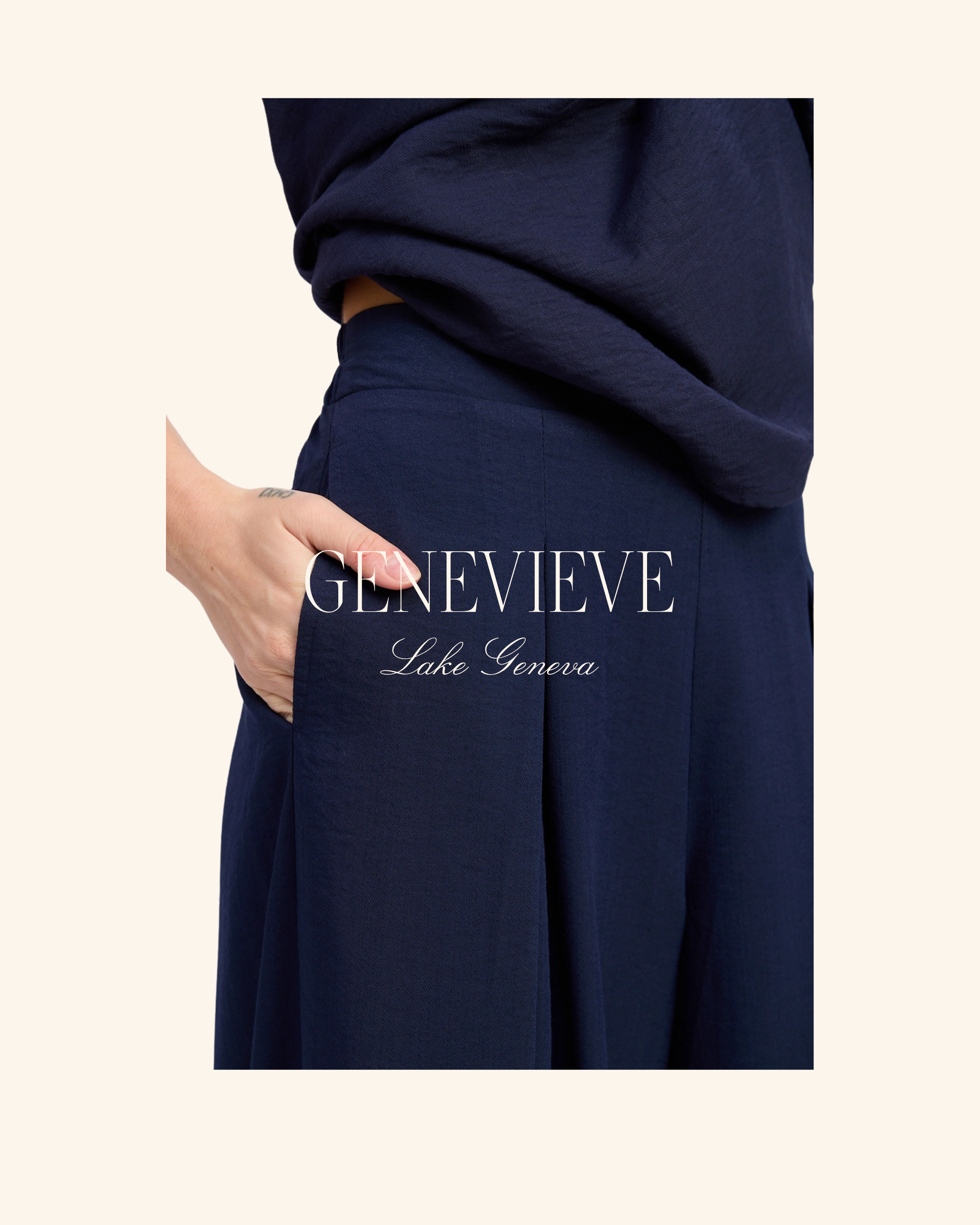 Emory Park Navy Linen Wide Leg Pants