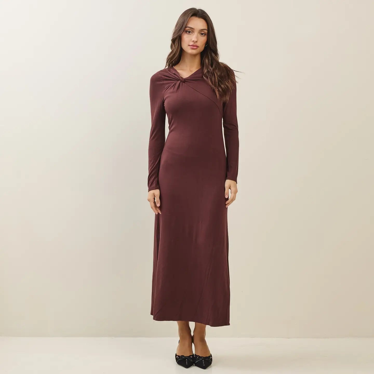 Able Twisted Neckline Maxi Dress