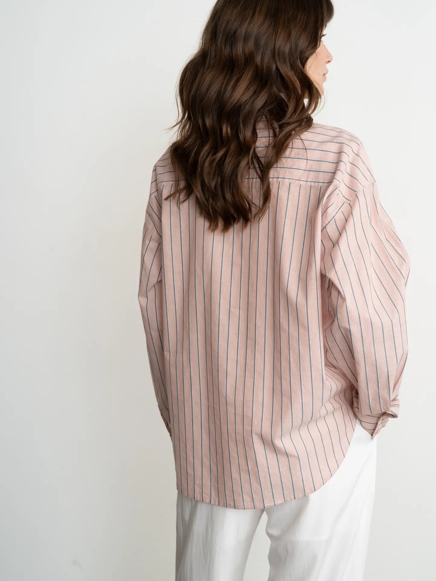 Elle Grey Oversized Striped Shirt