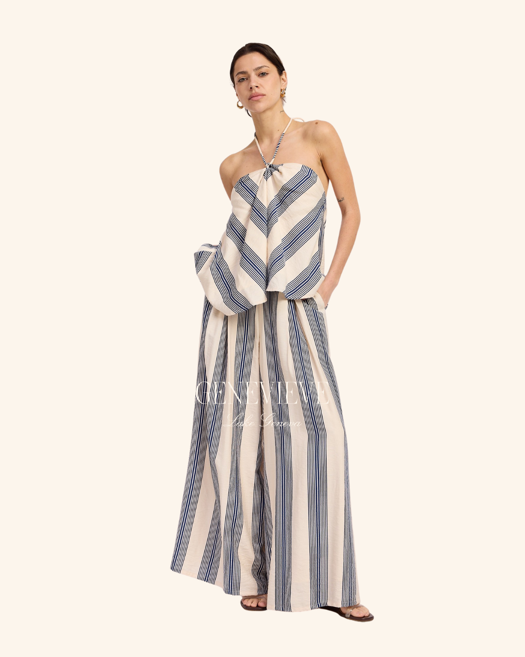 Emory Park Navy Stripe Linen Top
